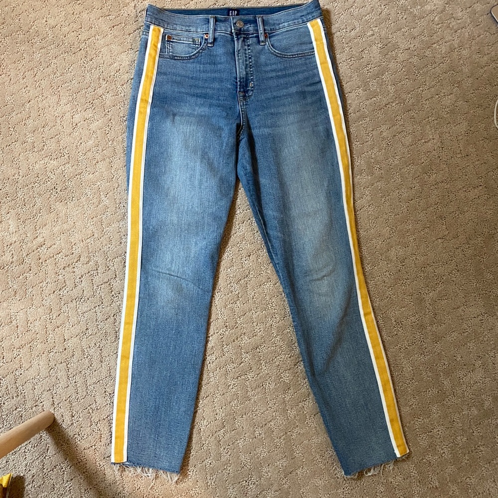 Gap True Skinny Jeans with Yellow & White Stripe